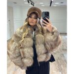 Luksuzna ženska bunda od prirodnog krzna u braon nijansi