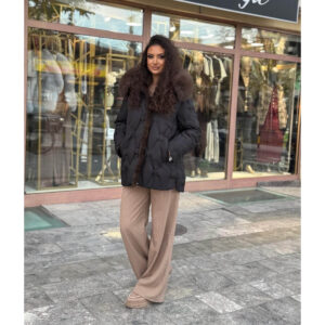 Ženska zimska jakna sa prirodnim krznom nerca i kapuljačom