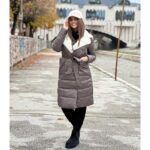 Zimska jakna sa prirodnim krznom sa pojasom