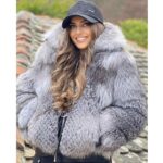 Siva premium bomber bunda od prirodnog krzna