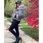 Siva premium bomber bunda od prirodnog krzna