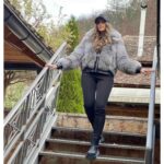 Siva premium bomber bunda od prirodnog krzna