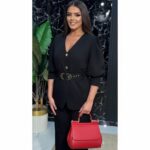 Elegantni komplet kratkih rukava sa pojasom