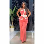 Komplet top i pantalone - koralna boja