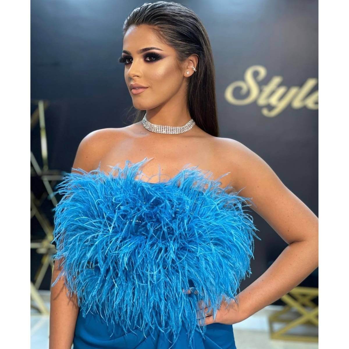 Kratka top haljina sa perjem