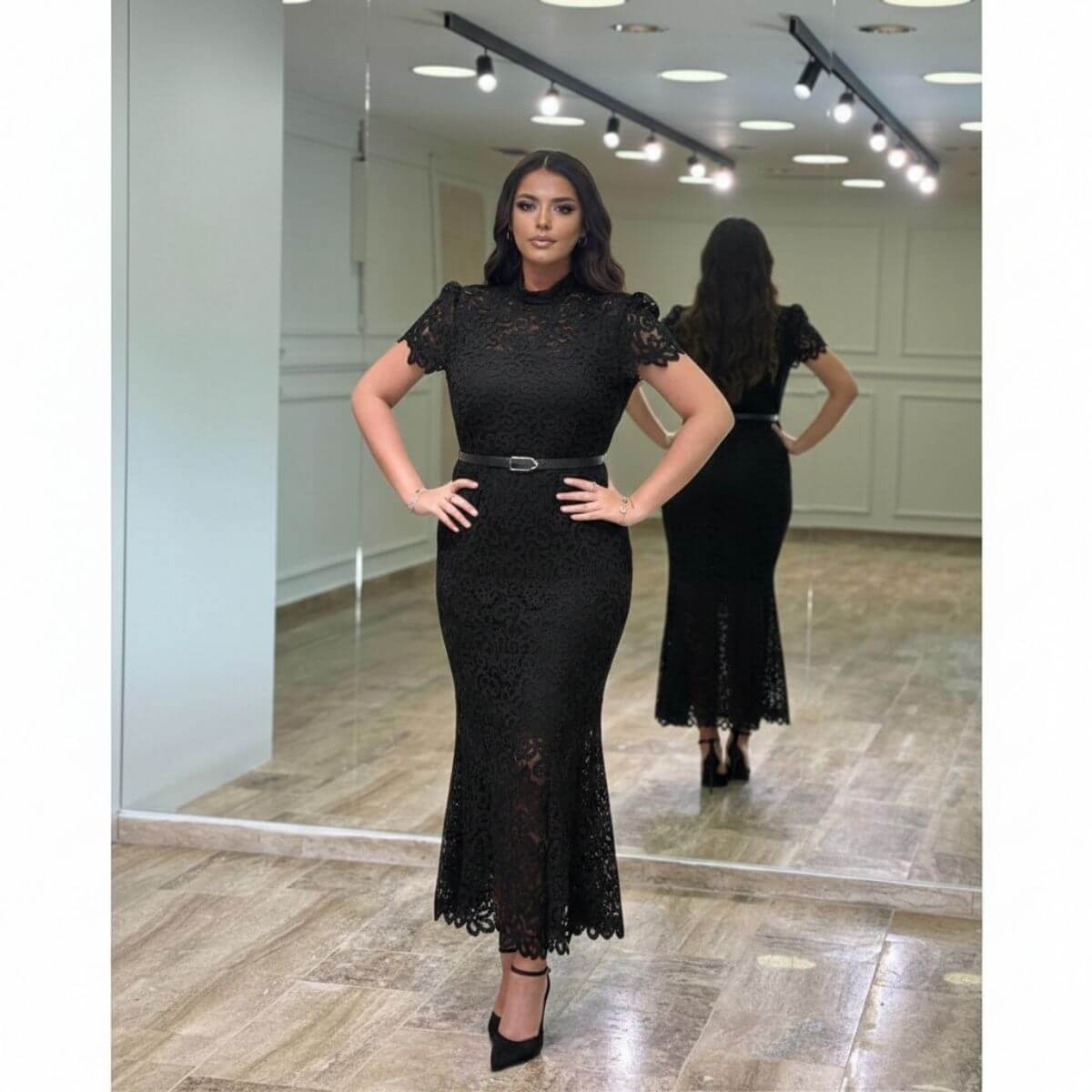 Midi sirena haljina od čipke