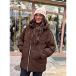 Zimska jakna srednje dužine sa kapom i vunenim detaljima – Wool Touch