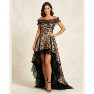 Savanna Glam – Asimetrična večernja haljina sa animal printom