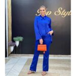 Satenski komplet - košulja oversize i pantalone visokog struka