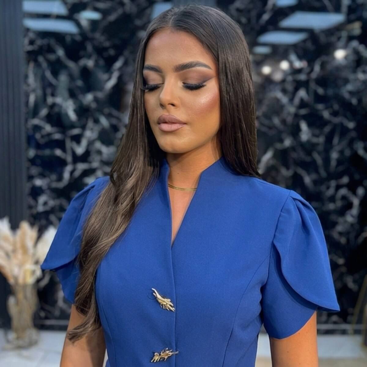 Elegantni strukirani komplet kratkih rukava