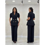 Elegantni strukirani komplet kratkih rukava