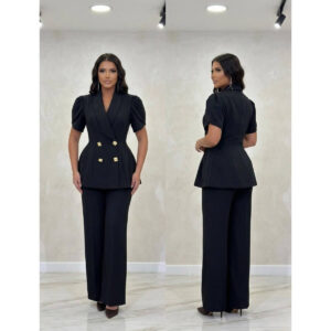 Elegantni strukirani komplet kratkih rukava