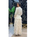 Elegantna Pastelno Žuta Maksi Haljina sa Karnerima i Mašnom - Slika 2