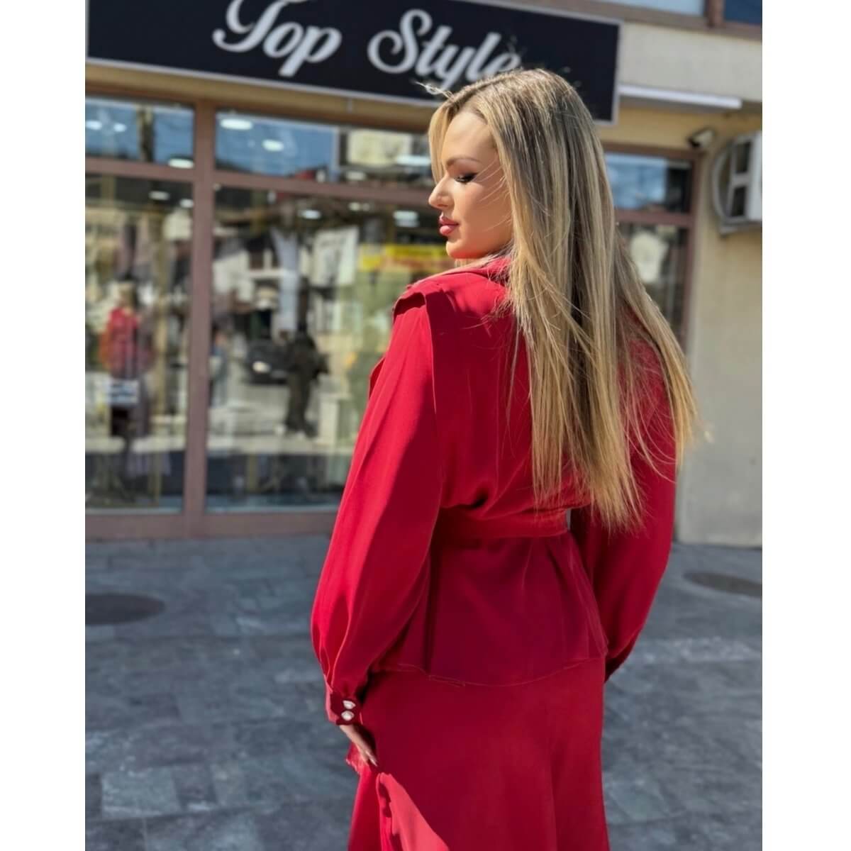 Komplet strukirana košulja sa suknjom