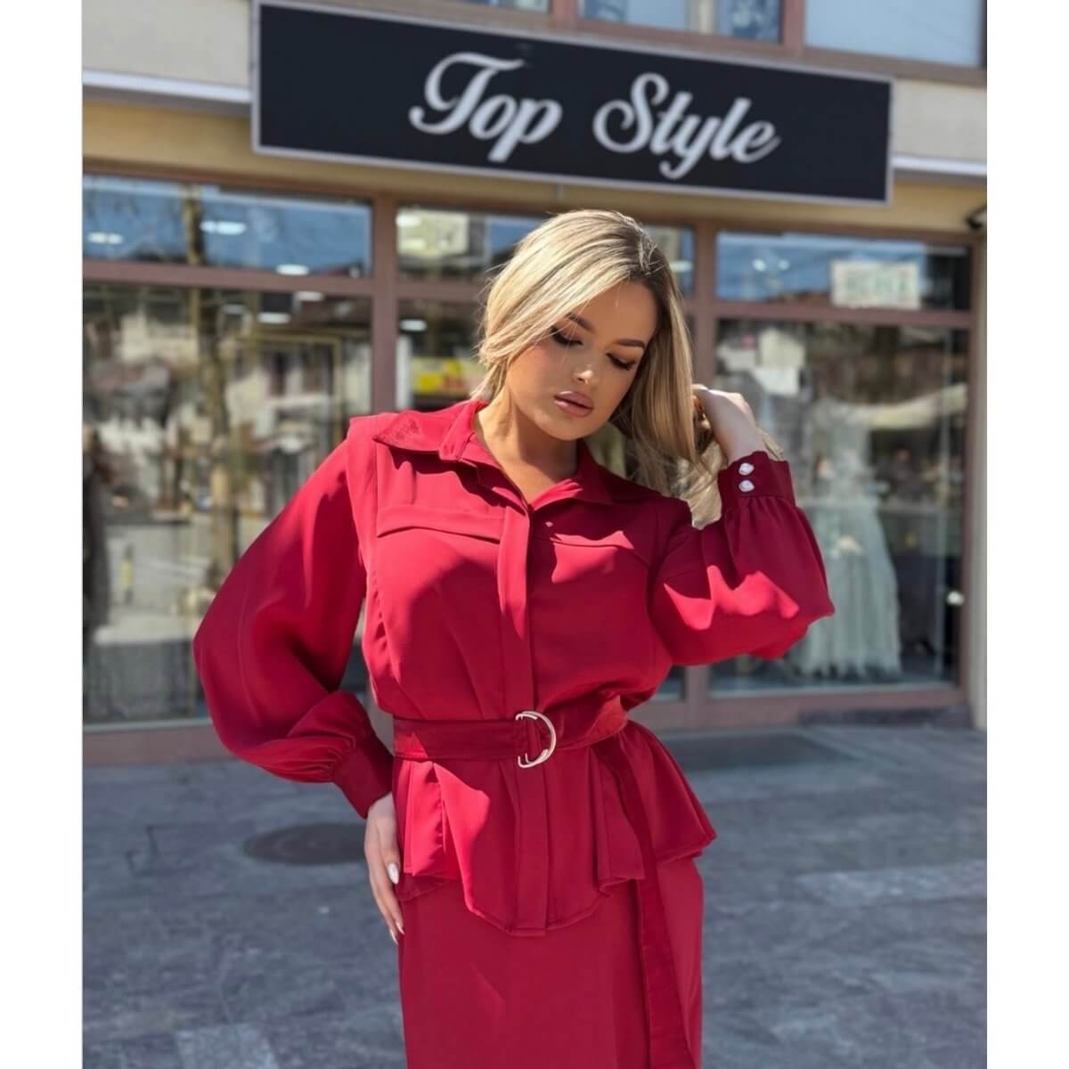 Komplet strukirana košulja sa suknjom