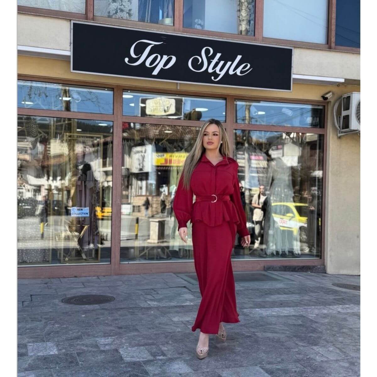 Komplet strukirana košulja sa suknjom