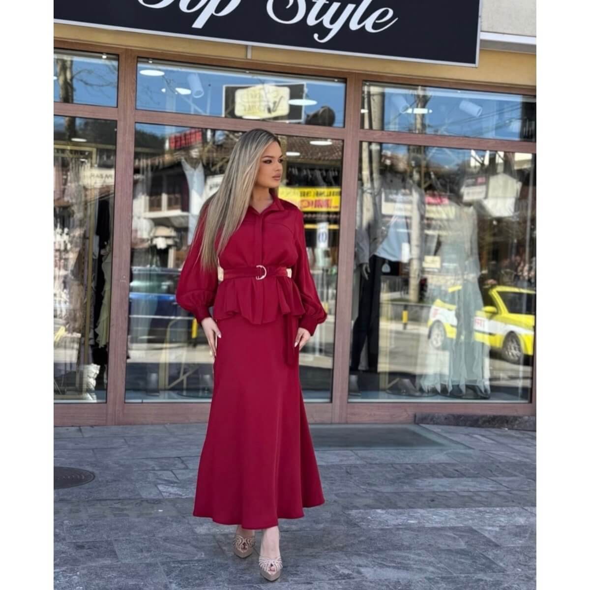 Komplet strukirana košulja sa suknjom