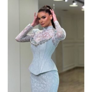 Multifunkcionalna Transform Korset Haljina – Ice Blue Lace