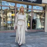 Elegantni komplet Maksi suknja i košulja sa pojasom
