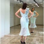 Svečana čipkana haljina sa 3D cvetnim detaljem – "Ice Pearl Floral"