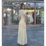 Elegantna Pletena Maksi Haljina sa Cirkonima – Krem