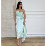 Midi elegantna mint haljina na bratele