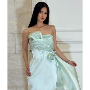 Midi elegantna mint haljina na bratele