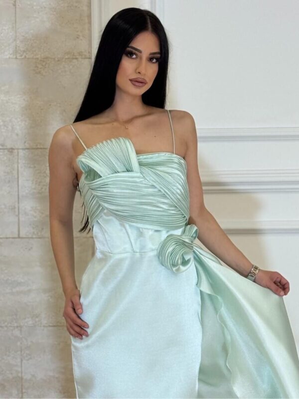 Midi elegantna mint haljina na bratele