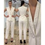 Bianca – Elegantni beli komplet sa prslukom i cigaret pantalonama - Slika 2