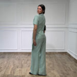 Elegantni mint komplet Elena – Sako kratkih rukava i široke pantalone