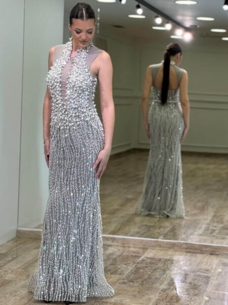 Glamurozna Pearl Radiance haljina – Ručni rad sa biserima i kristalima