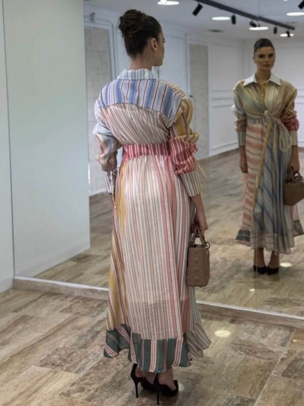 Maxi Košulja-Haljina Pastel Stripe