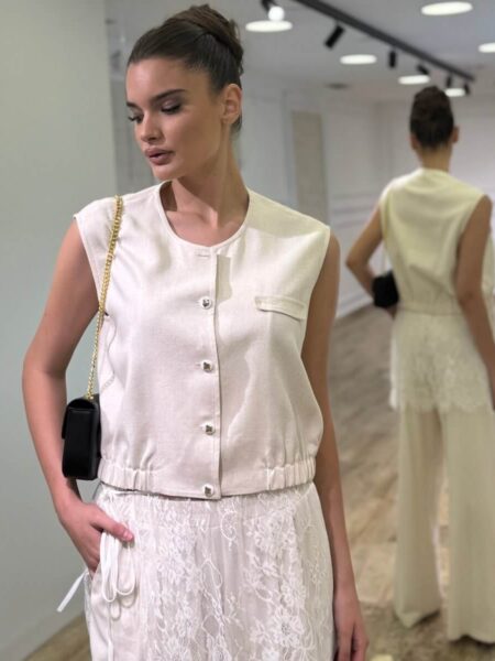 Casual komplet od viskoze i lana - prsluk i pantalone