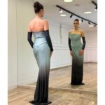 Duga sedefasta Pearl Shine haljina – Top kroj sa podesivim rukavima
