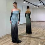 Duga sedefasta Pearl Shine haljina – Top kroj sa podesivim rukavima