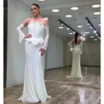 Svečana Korset Sirena Haljina sa Čipkom i Rukavicama - Bela venčanica