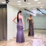 Duga sjajna top haljina sa šlicem – Lila / Mauve